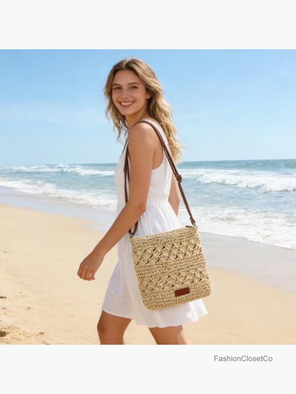 Small Straw Crossbody Bag for Women Summer Beach Shoulder Purse - Picture 2 of 6